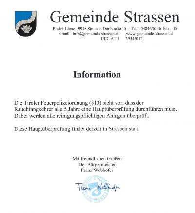 Information - Hauptüberprüfung